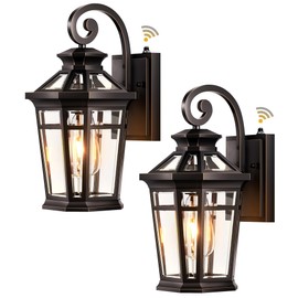 OPAXIS Outdoor Wall Lights Wall Mount, Exterior Lighting Fixtures Dusk to Dawn, Oil Rubbed Bronze Front Porch Lights, Outdoor Wall Lantern with Tempered Glass, Anti-Rust Garage Sconce Lights, Patio