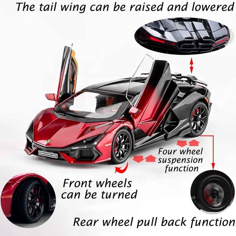 Alloy Collectible 1/24 Lambo Revuelto Toy Pull Back Vehicles Diecast