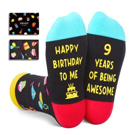 Zmart 9th Birthday Gifts for Boys - Socks for Boys Girls Age 9, Presents for 9 Year Olds, 9 Year Old Boy Gift Ideas, Black