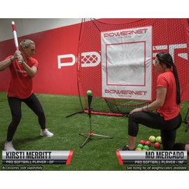 PowerNet 3.2" Weighted Hitting Batting Training Balls (6 Pack) | 12 to 20 oz | Build Strength and Muscle | Improve Technique and Form | Softball Size (16 Oz - Red)