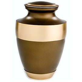 Athens Chestnut Adult Cremation Urn by Beautiful Life Urns - Classic, Elegant Brass Funeral Urn (Large)