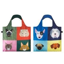 LOQI SC-PK"Stephen Cheetham Cats/Dogs" Reusable Shopping Bag (Pack of 2)