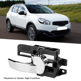 Semiter Door Handle Left & Right Inner Door Handle Set for Qashqai 2004-2007 Acrylonitrile Butadiene Styrene Glossy L Shape or Bow & Bow Ambidextrous