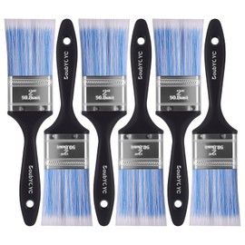 Paint Brushes, 6 Pack 2 Inch Paint Brush, Plastic Handle Flat Paint Brushes for Walls, Furniture and DIY Paint, Professional Paint Tools