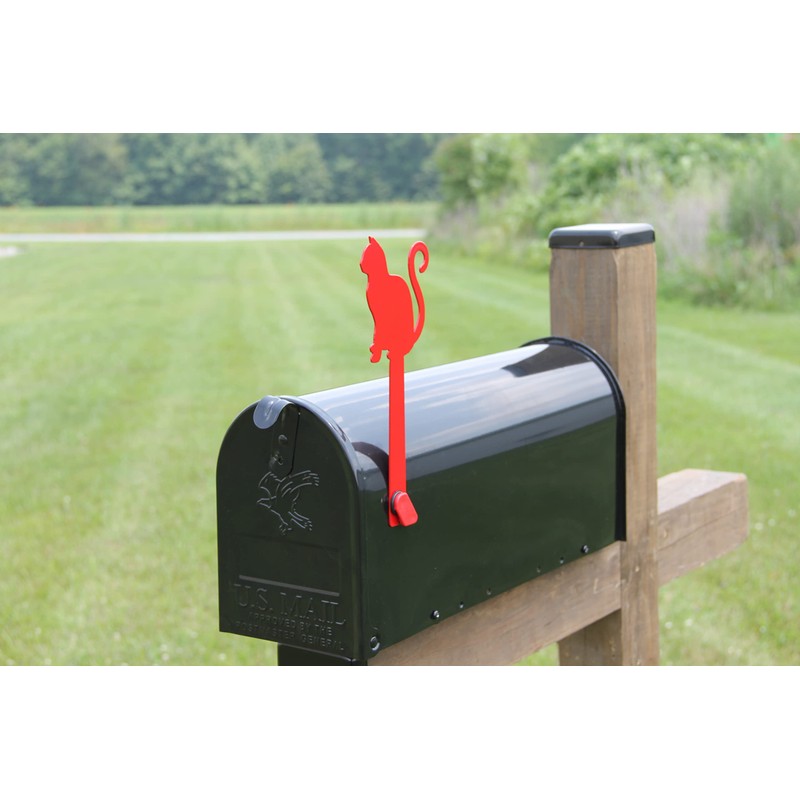 Madison Iron and Wood Metal Cat Mailbox Flag, Decorative Mailbox