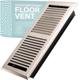 Home Intuition Contemporary Floor Vent Cover 4X10 Inch Floor Register with Mesh Cover Trap Heat and Air Walkable Metal Floor Vent for HVAC Duct, Satin Nickel