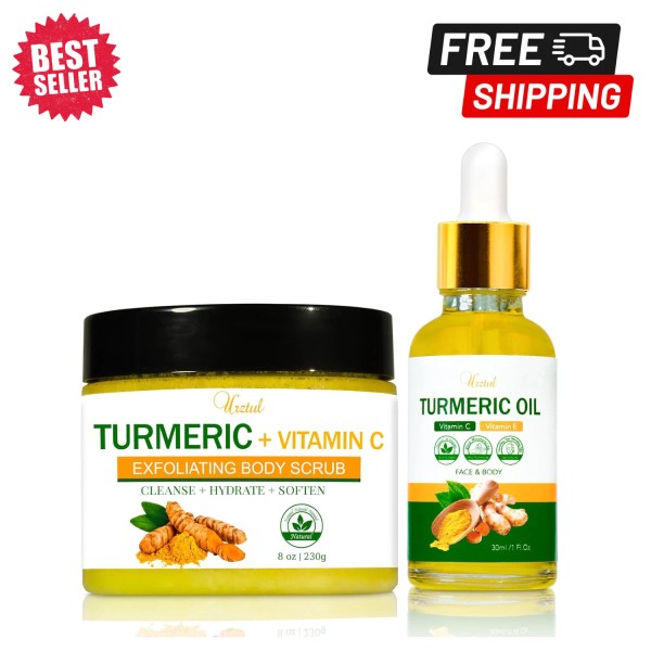 Unbranded Turmeric Body Scrub Tumeric Oil Set Natural Soothing Remove