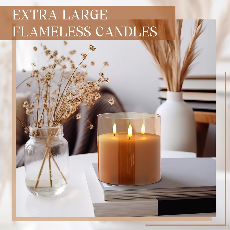 Retisee 1 Pcs 6'' x 6'' Extra Large Flameless Candles,