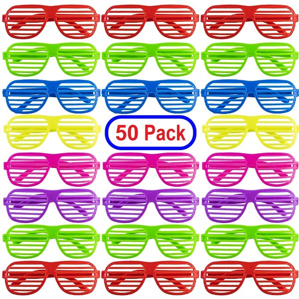 Mega Pack 50 Pairs of Kids Plastic Shutter Shades Glasses Shades Sunglasses Eyewear Party Favors and Party Props Assorted Colors Last Day of School Gifts for Kids