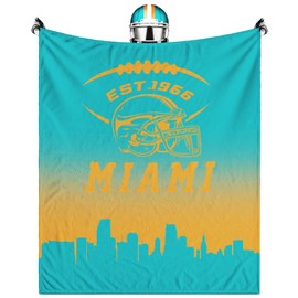 xtvzimke Miami Blanket, Gifts for Men Women Sports Lovers Throw Blankets, Lightweight Flannel Team Color Blanket for Sofa Bed Decor Fan, 60" X 50"