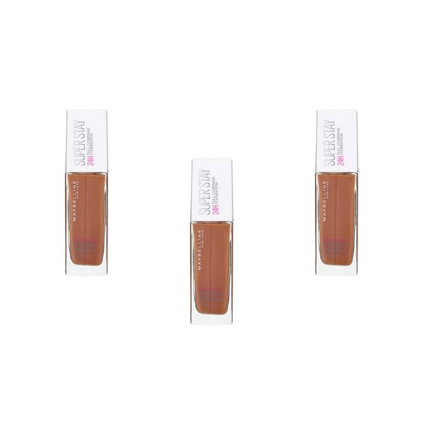 Maybelline New York Superstay 24H Long-Lasting Liquid Foundation - 70 Cocoa Pack of 3 x 30 ml