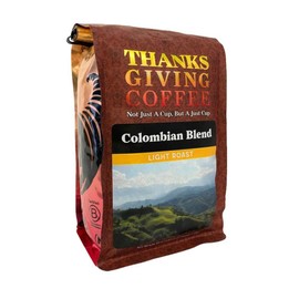 Thanksgiving Coffee "Colombian Blend" Light Roasted Whole Bean Coffee - 12 Ounce Bag