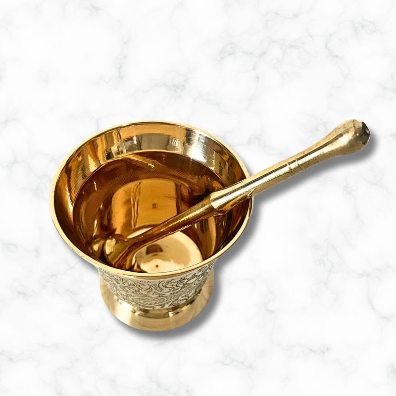 Brass Floral Spice Grander Herb Chai Curry Soap Handmade Cooking