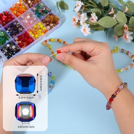 BEEFLYING 200 Pieces 6mm Cube Crystal Glass Beads for Jewelry Making Square Glass Spacer Beads for Bracelet Necklace Earring Craft Diy Home Decor（Blue