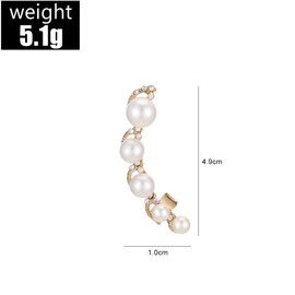 Gold Silver Pearl Rhinestone Ear Crawler Climber Earrings for Women,Trendy Crystal Clip On Ear Cuff Earrings Prom Party Jewelry Gift (Gold)