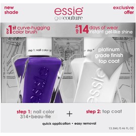 essie gel couture nail polish + top coat kit, beau-tie + top coat