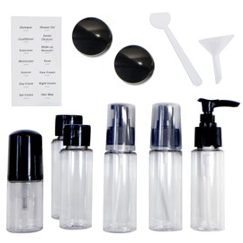 BTL-021 Travel Bottle, Set of 8, Includes 3 Small Items, Black, Shampoo Bottle, Travel, Refill, Cosmetics, Small Division, Portable, For Business Trips, Containers, Sparkling