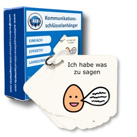 Kommunikations-Schlüsselring Nonverbale Autismus Hilfsmittel – 16 Kommunikationskarten Autismus – Robust Hochwertige Visuelle Kommunikation