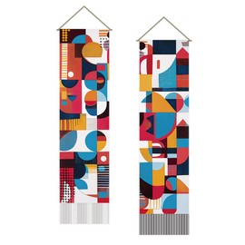 SUPERDANT Abstract Geometric Tapestry Modern Wall Art Tapestry Bohemian Wall Blanket Long Tapestry Wall Hanging Pack of 2 Tapestries with Tassel for Living Room Bedroom Dorm Backdrop Decorations