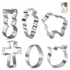 Easter Cookie Cutter 6 Pc Set HS0450 - Cross, Carrot, Bunny, Egg, Sheep, Tulip, Recipe - FOOSE USA