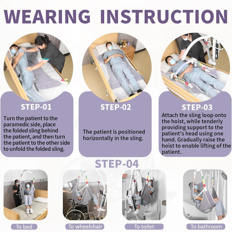 Patient Lift Sling for Elderly & Disabled-500-lb Capacity,Transfer Sling for