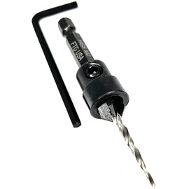 FTG USA Adjustable Wood Countersink Drill Bit #4 (7/64") with Tapered Drill Bit for Woodworking
