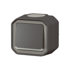 LEGRAND, Plexo New 069721L Surface-Mounted Single-Way Toggle Switch with Control Function, Integrated Indicator Light, 10 Amp, 250 Volt, IP55 - IK07, Colour: Anthracite