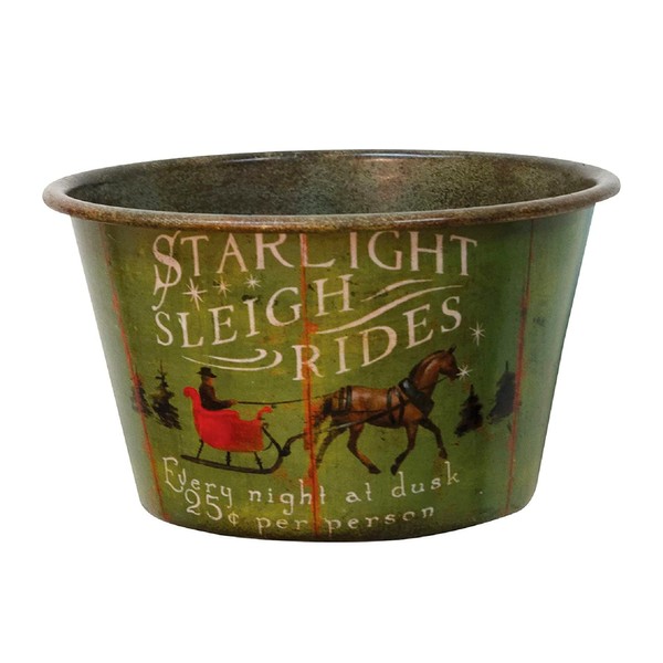 CWI Gifts Starlight Sleigh Rides Vintage Tin Bowl - 6.5" W x 4" H - Country Farmhouse Decor - Decorative Bowl - Key Bowl