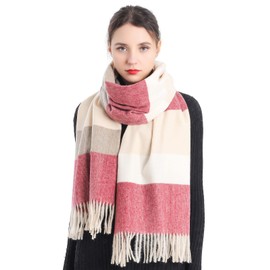 Belle Dame Women's Fashion Long Shawl Large Color Block Plaid Blanket Scarf Wrap (326-6)
