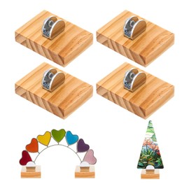 Small Picture Stand 4Psc Mini Wood Adjustable Glass Display Stands Card Display Stand Holder for Photo Frames, Plaque, Sign