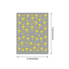 12 Sheets Palm Tree Nail Art Stickers, Holographic Black Gold Beach Theme Decals, Self-Adhesive 3D Tropical Seagulls Design for Summer Nail Decoration