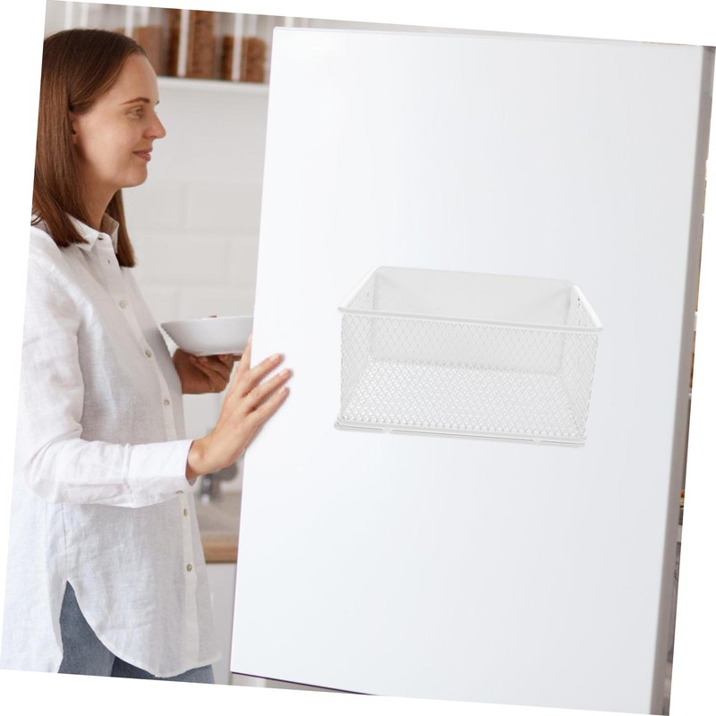 TEHAUX Magnetic Fridge Side Organizer Compact Mesh Basket for Garlic