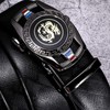 Barry.Wang Black Belt for Men Dragon Designer Buckle Chinese Sliding