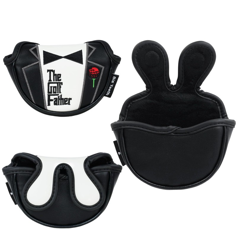 Golf Mid Half Mallet Putter Head Cover Magnetic Closure Centre-shaft