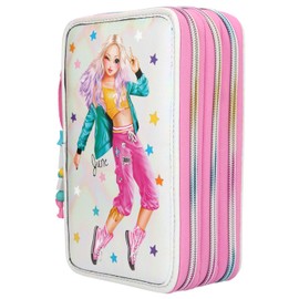 Depesche 10829 Pencil Case with 3 Zips and Pens by Lyra, TOPModel Dance, Approx. 7.5 x 13 x 20 cm