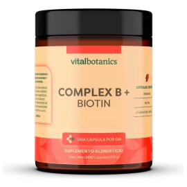 Complejo B Vitaminas B1 B2 B3 B5 B12 200 Caps Vitalbotanics                                                                                           