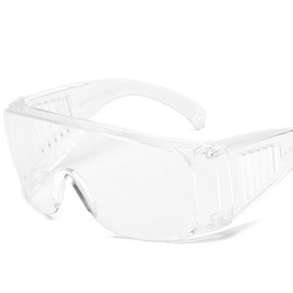 Safety Goggles Laboratory Goggles with Large Field of View for Glasses Wearers Construction Site, Workshop, Cycling, Jogging and Industrial Work (Transparent)