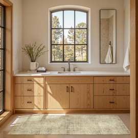 jinchan Moroccan Runner Rug 2x7 - Kitchen Machine Washable Runner Rug Modern Geometric Soft Low-Pile Lightweight Non-Slip Carpet for Entryway Hallway Laundry Room Bedroom Farmhouse (2x7ft,Taupe)