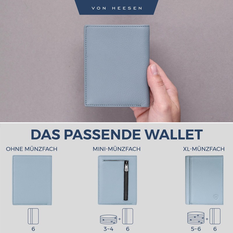 VON HEESEN® Men's Leather Wallet with Coin Compartment and RFID