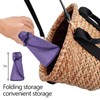 Women Sun Visors Foldable Straw Hats Purple Summer Beach Packable