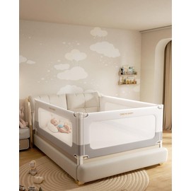 Baby Bed Rail Guard for Toddlers, Reinforced 39in Toddler Bed Rails for Twin Bed with Height Adjustable, Extral Tall Child Safety Side Railing Guards/Bedrail for Kids, White/Grey, 1 Side 39" Lx28 H