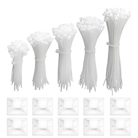 XINGO Zip Ties Assorted Sizes 500 Packs Self-Locking Small Nylon Cable Ties assorted, Small Zip Tie Wraps Assortment, Perfect for Home, Office, Garden and Workshop(White)