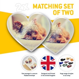 2 x Heart Stickers 7.5 cm - Yorkshire Terrier Puppy Dog Fun Decals for Laptops,Tablets,Luggage,Scrap Booking,Fridges, #15621