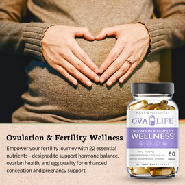 Ovalife Fertility Supplements for Women - Hormone Balance & Ovarian Support -60 Capsules - Conception Vitamins with Folate - Pregnancy & Ovulation Support -22 Key Nutrients for Her Egg Quality