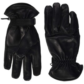 Motorcycle Gloves Leather Retro Old School Cafe Racer Chopper Black (L)