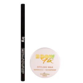 Cera Fijadora Brow Fix Wax De Cejas Italia Deluxe + Lapiz Retractil Ivy |Kit de Cejas Efecto Laminado de Larga Duracion (DARK BROWN)
