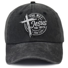 Jesus Christian Hats for Women Men, Religious Gifts for Dad Mom, Christ Faith Baseball Cap, Christmas Easter Birthday Gifts for Papa Mama Wife Husband Black