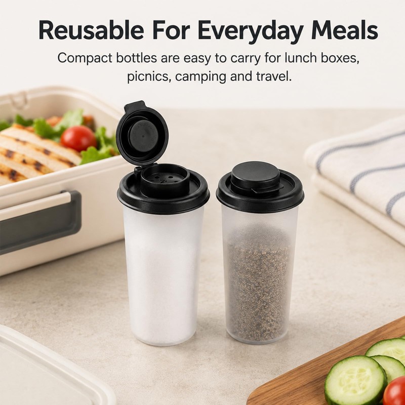 2 Pack 4.75oz Salt and Pepper Shakers with Moisture Proof