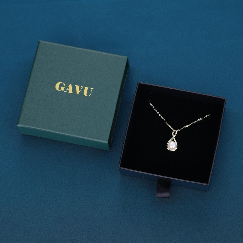 GAVU 14K Gold Plated Infinity Necklace for Women, Pearl Drop
