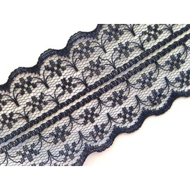 Ribbon Queen Vintage Style Lace Ribbon Trimming Bridal Wedding Scalloped Edge 47mm (Black)